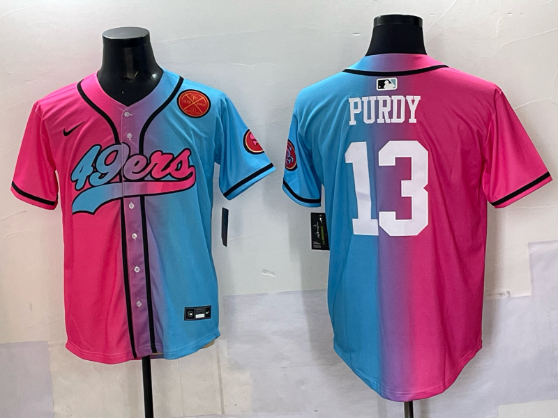 Men San Francisco 49ers #13 Purdy Blue pink Nike Limited NFL 2025 Jersey 008